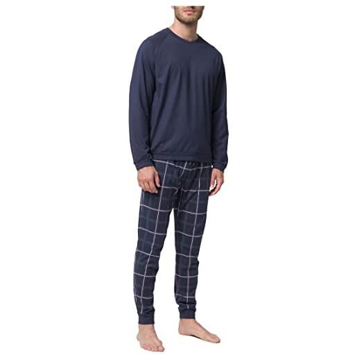 JULIPET pigiama uomo manica lunga a girocollo 100% cotone (48 - m, tivoli)