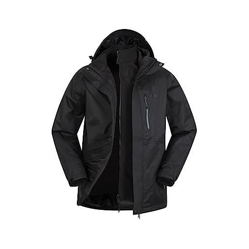 Mountain Warehouse braken extrem giacca impermeabile 3 in 1 uomo- ideale per campeggi invernali nero m