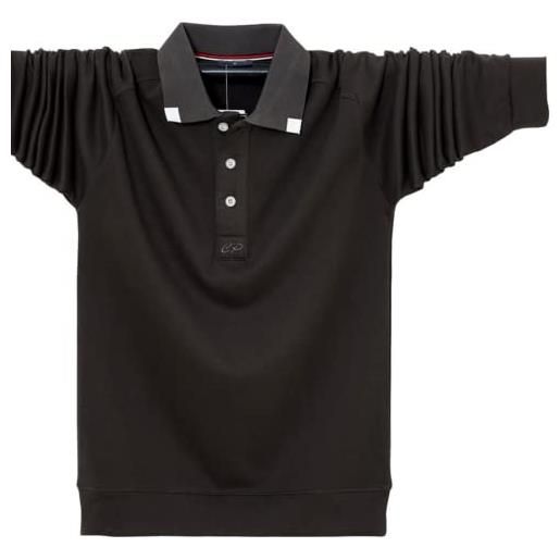 ZPLMIDE polo da uomo taglie forti, maglietta casual in cotone oversize a maniche lunghe top allentato per ragazzi grandi uomo grasso (3xl, grigio scuro)