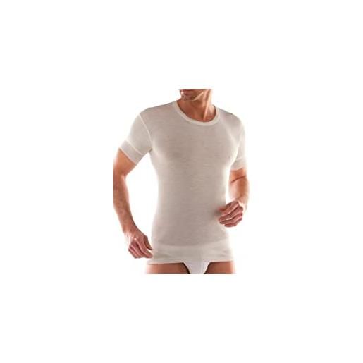 Liabel t-shirt uomo girocollo manica corta, misto lana (80% ) - bianco, xxl-7