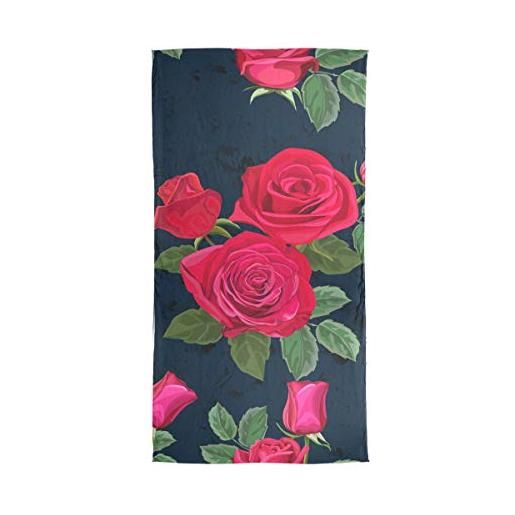 Sinestour sciarpa con rose rosse per wowen, leggera, 199,6 x 89,9 cm, grande sciarpa, alla moda, lungo e avvolgente, morbida e setosa. 