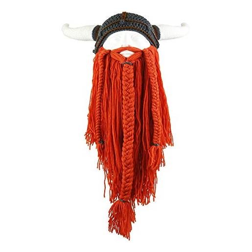 YEKEYI ykeyi, cappello da barba vichinga, cappello da barba lungo e cappello invernale in lana calda arancione taglia unica