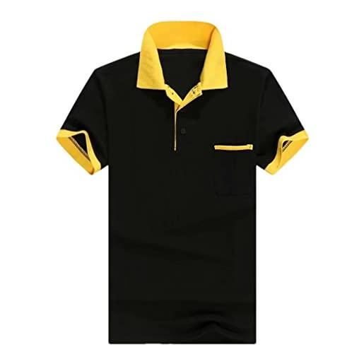 Hamthuit uomini e donne estate manica corta uomo casual polo shirt quick dry t-shirt camicia uomo coppia camicia, nero giallo, l