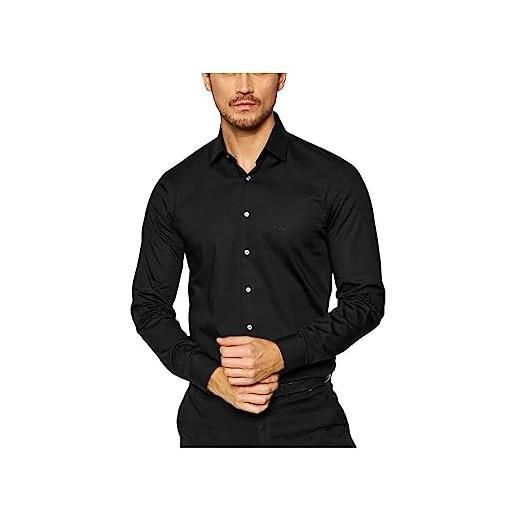 Calvin Klein camicia slim stretch popeline, black, 44 uomo