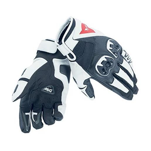 Dainese mig c2 gloves guanti moto estivi in pelle, unisex - adulto, nero/bianco/nero, s