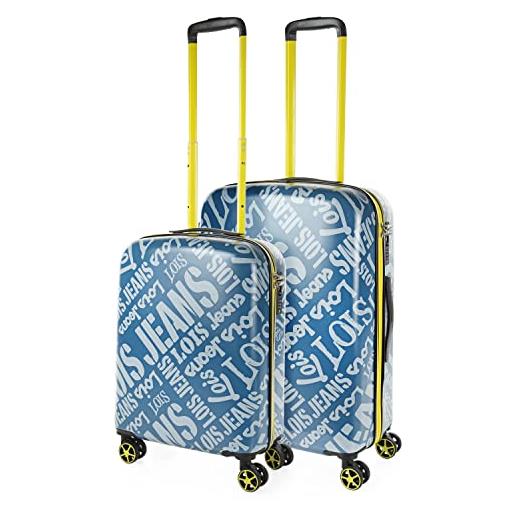 Lois - set valigia media e valigia bagaglio a mano. Set valigie rigide per viaggi aereo - set trolley valigia rigida - set valigie rigide con lucchetto 171515, denim blu-grigio