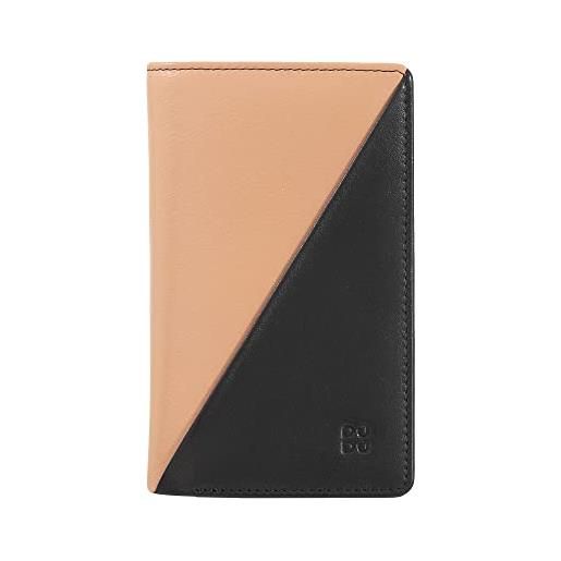 Dudu portafoglio da donna colorato rfid in pelle multicolore con portamonete a cerniera, tasche porta carte e tessere nero rosa