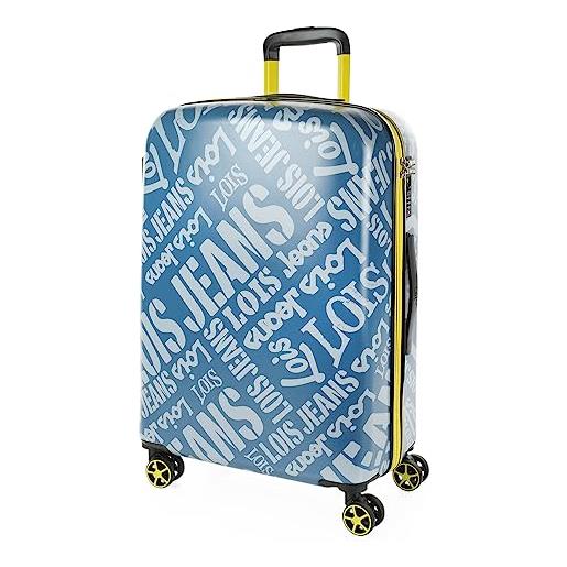 Lois - valigia grande e resistente, valigie eleganti, valigia da stiva robusta, trolley spazioso, valigie trolley in offerta 171560, denim blu-grigio