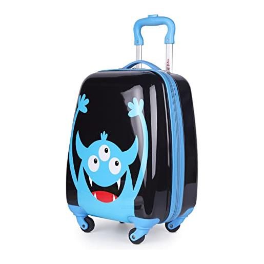 Hauptstadtkoffer - valigia per bambini, custodia rigida, bagaglio a bordo per bambini, in abs / pc, , monster nero/blu, bagagli per bambini