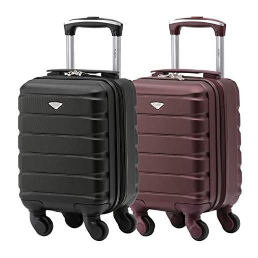 Flight Knight set of 2 lightweight 4 wheel abs hard case suitcases cabin carry on hand luggage approved for over 100 airlines british airways, easy. Jet & maximum size for ryanair 40x20x25cm