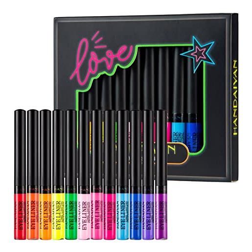 RoseFlower set eyeliner liquido opaco, 12 colors uv glow colorful liquid eyeliner set, trucco per occhi ad asciugatura rapida, eyeliner a prova di sbavature penna eyeliner liquido viso trucco artistico