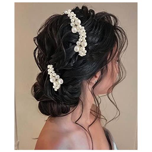 Unicra perla sposa capelli da sposa vite argento accessori per capelli da sposa copricapo per donne e damigella d'onore