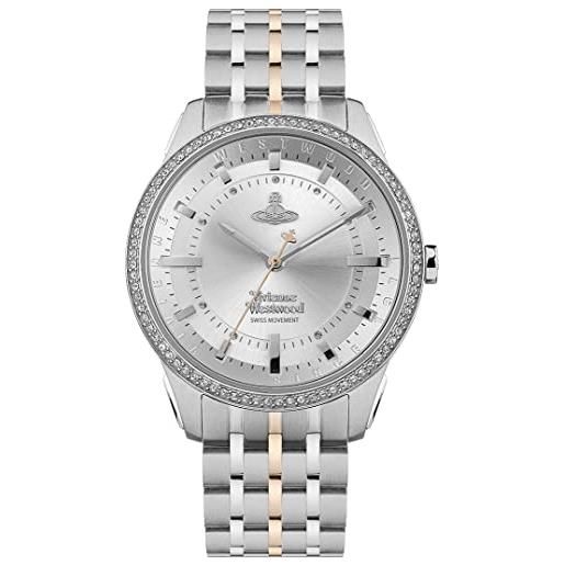 Vivienne Westwood orologio al quarzo donna, misura cassa 37.00mm con quadrante argento analogico e cinturino argento in acciaio inossidabile vv262wssr