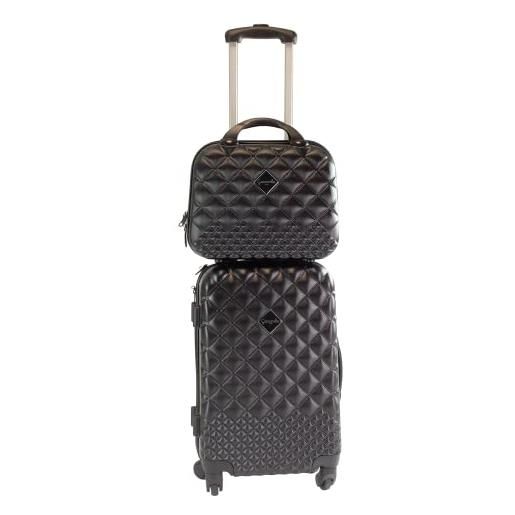 Camomilla milano set valigeria, set di valigie, trolley da viaggio (40 lt. ) + vanity case (15 lt. ), materiale rigido, ruote pivotanti, chiusura zip con combinazione, colore nero