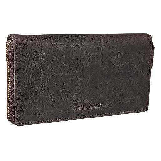 STILORD 'emilia' portafoglio in pelle con protezione rfid e nfc in elegante scatola regalo nera, colore: marrone scuro