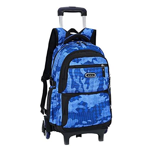 FEEIMOL zaino scuola trolley zainetti per bambini zaino con ruote ragazzi borse da scuola school bag viaggio (blu cielo)