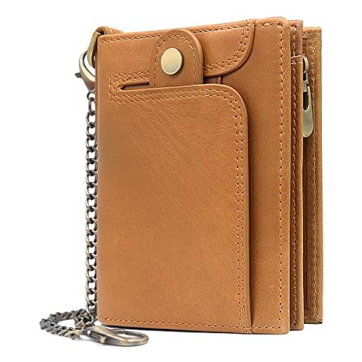 REETEE Porta Carte Credito Uomo e Donna RFID Blocco Portafoglio Sottile con  Portamonete Vera Pelle Portacarte di Credito con Cerniera, Portacarte Uomo  Slim con 14 Slot per Schede (arancione) : : Moda