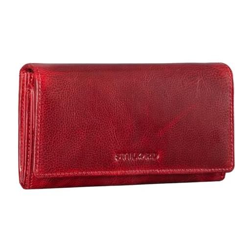 STILORD 'marquesa' portafoglio donna in pelle grande capiente protezione rifd formato orizzonatale con portamonete vintage, colore: rosso