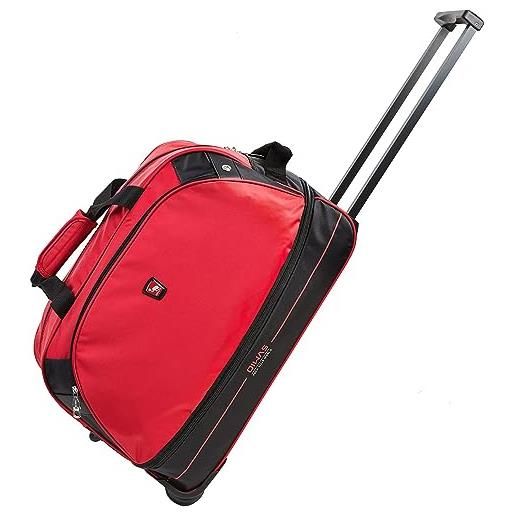 OIWAS borsone da viaggio con ruote trolley borsa sportivo da uomo y donna viaggi d'affari valigie scalabile capacità 50-60l rosso