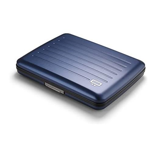 ÖGON -DESIGNS- v2 smart case large - portafoglio in alluminio - porta carte anti-rfid - capacità 10 carte, ricevute e biglietti, blu marino