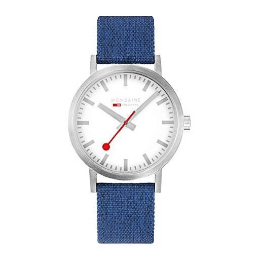 Mondaine classic - orologio con cinturino in tessile blu marino per uomo e donna, a660.30360.17sbd, 40 mm. 