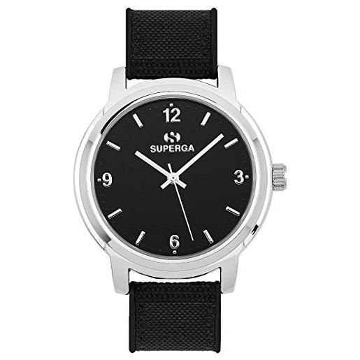 Superga_ stc002 - orologio da uomo con quadrante analogico, cinturino in nylon, colore nero