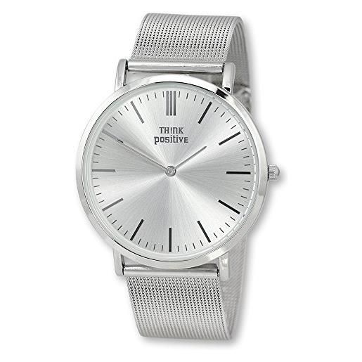 THINKPOSITIVE think positive utp5055j, orologio da polso elegante da donna in acciaio inox, colore argento classico