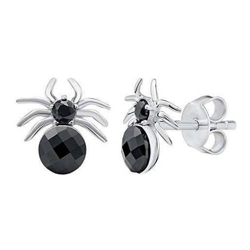 SILVEGO orecchini da donna in argento 925 ragno con cristalli neri swarovski®