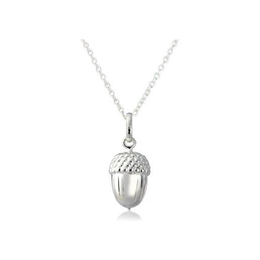 Gemma J ciondolo a forma di ghianda in argento sterling lucido, con ciondolo simbolico di alta qualità, autunno