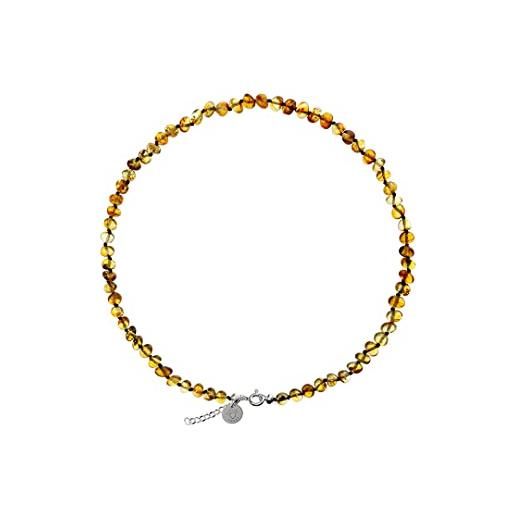 Genuine Amber collana da donna, con perle di ambra del mar baltico, assemblate a mano, con chiusura in argento sterling, 40 cm, gemma, ambra
