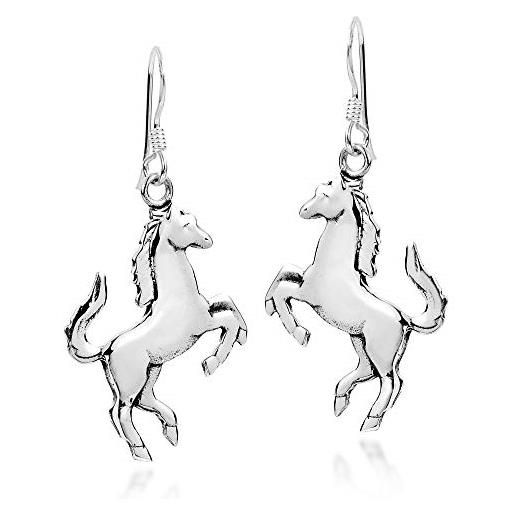 AeraVida orecchini pendenti in argento sterling 925 con cavallo equino rampante