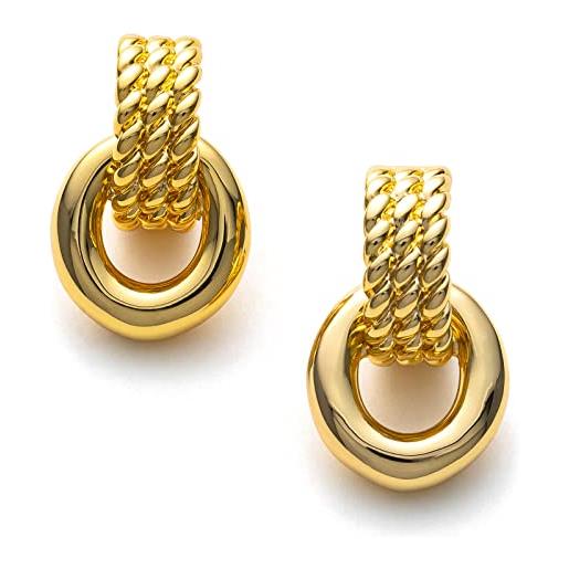 C.Paravano orecchini d'oro per donne | orecchini a cerchio incrociato | orecchini a cerchio attorcigliato per le donne | orecchini per le donne | pieno orecchini per le donne