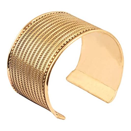 Touchstone indiana bollywood brass desiderio base bella treccia art spesso polso enhancer monili del progettista bracciale in oro tono per le donne. 
