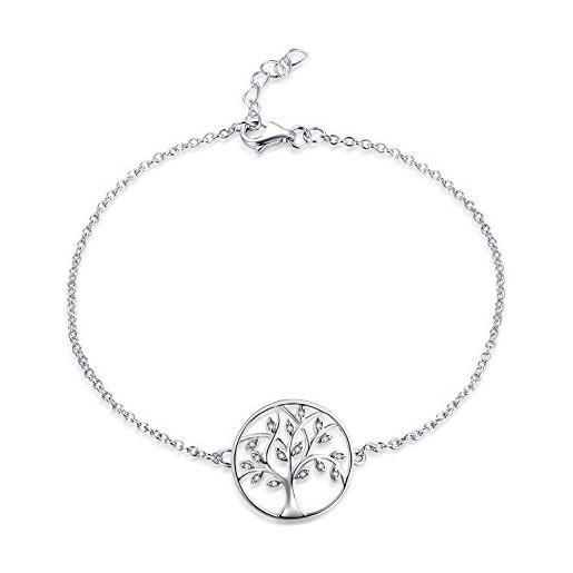 JO WISDOM braccialetto famiglia albero della vita argento 925 donna con aaa zirconia cubica bracciali braccialetti aprile birthstone, 18cm+2cm