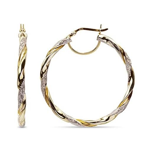 LeCalla orecchini a cerchio in argento sterling 925 gioielli placcati in oro 14k bicolore design italiano leggero orecchini a cerchio grandi per donna 45 mm