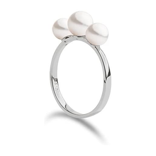 Secret & You anello da donna con tre perle coltivate d'acqua dolce rotonde 5,5-6 mm anello in argento sterling 925 - disponibile in 3 misure