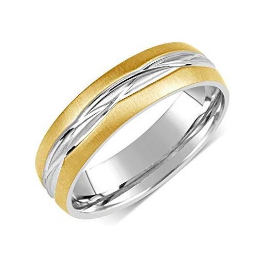 SILVEGO anello nuziale da donna o uomo in acciaio inox placcato oro, rrc191