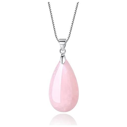 1 pz pietra naturale quarzo rosa ciondolo in cristallo placcato