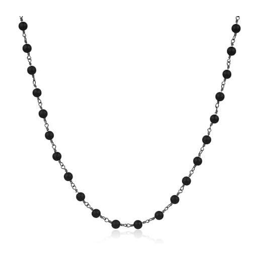 COAI collana rosario unisex con perle in onice e catena in rame