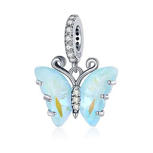 wenyin charms alle farfalle blu 925 sterline fascino d'argento adatta la ragazza del braccialetto di pandora jewelry fa regali per le donne (rospo di farfalla blu)