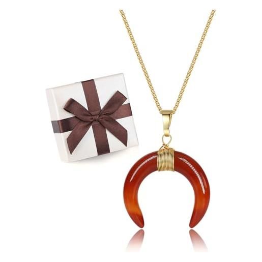 AKA Gioielli Collana Luna In Argento 925 Placcato Oro 18Kt – Regalo Donna E Ragazza, Made In Italy