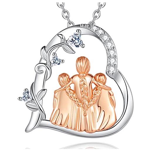 INFUSEU regali per mamma, mamma e figlie collana ciondolo in argento sterling 925 gioielli in oro rosa regalo per la madre dalle figlie