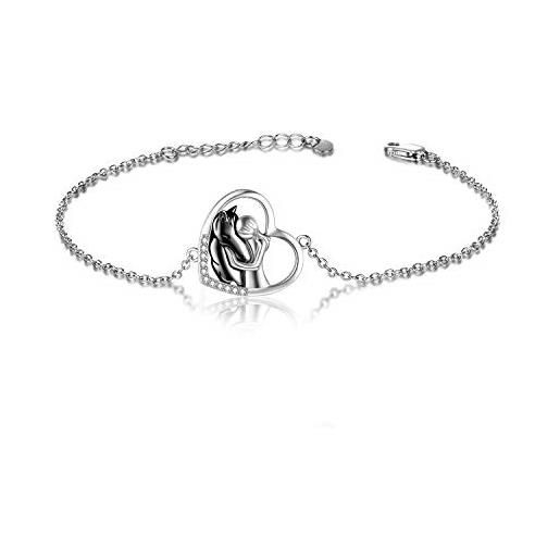 YFN horse jewelry gift 925 sterling silver girls horse regolabile bracciale per donne ragazze (black)