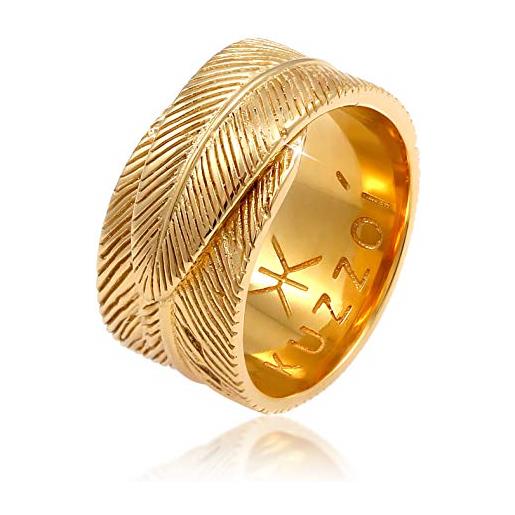 Kuzzoi 0606831520 - anello da uomo in argento sterling 925 placcato oro, stile vintage, 14 mm e placcato oro, 24, colore: gold, cod. 0606831520_64