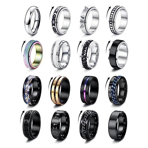 Set Di 4 Anelli Fidget Regolabili – Design Rotante Sole E Luna In Rame Con Zirconi, Antistress Per Donne, Ragazze E Adulti