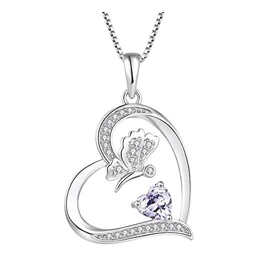 FJ collana farfalla argento 925 donna collana con ciondolo giugno pietra portafortuna alessandrite gioielli regalo per donna