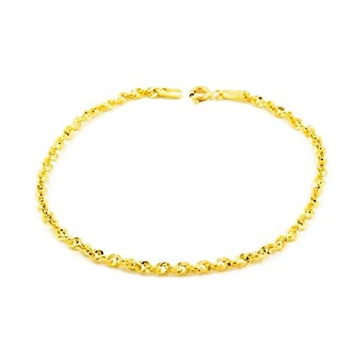 Monde Petit mondepetit - bracciale donna oro giallo 18k a salomone brillante 19 cm - scatola regalo - certificato di garanzia