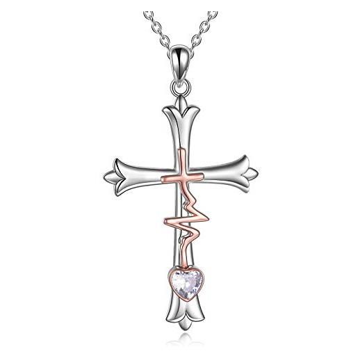 WINNICACA pendente a croce in argento sterling s925 fede hope amore collana con gioielli di april birthstone per donne regali della mamma