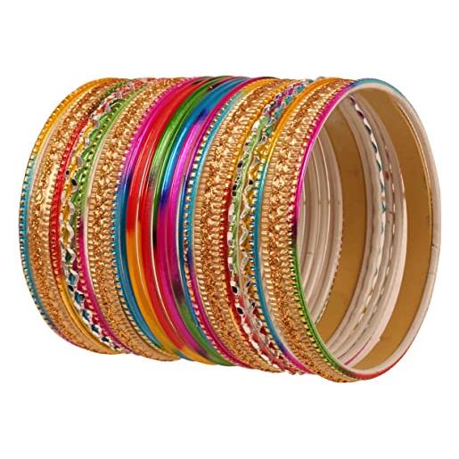 Touchstone splendidi braccialetti arcobaleno bangle collectionindian bollywood colorati braccialetti per donna 2.75 set di 2 multicolor -2