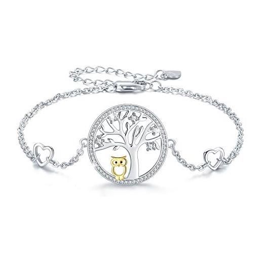 MEDWISE collana a forma di gufo, regalo di san valentino, in argento sterling 925, con ciondolo a forma di gufo, gioiello per donne e ragazze, catenina da 45,7 cm, con confezione regalo